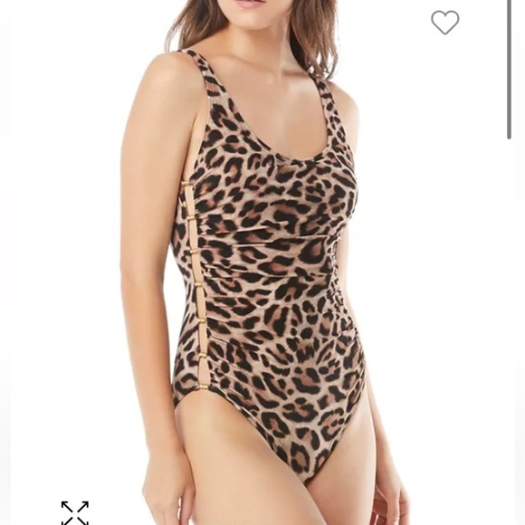 Carmen Marc Valvo Other - Carmen Marc Valvo Beaded Peek-A-Boo One Piece Swimsuit 12 leopard safari